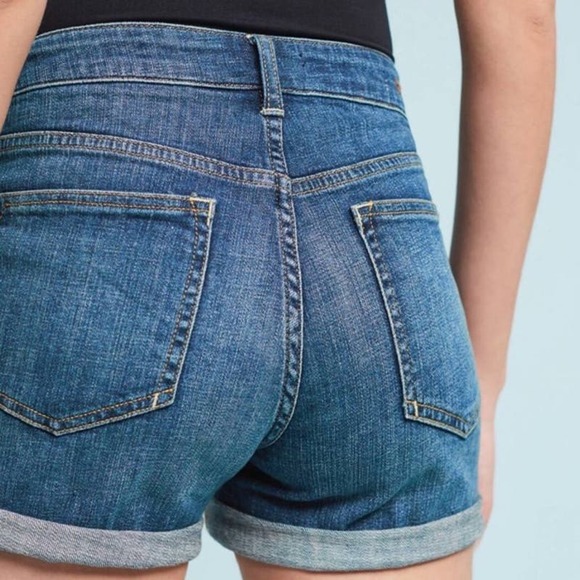 PILCRO ANTHROPOLOGIE Script High Rise Denim Jean Shorts Mid Wash Blue 30 - Picture 1 of 11